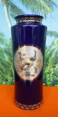 THE ART OF CHOKIN JAPAN VASE 24K GOLD VASE MIT GOLD-AUFLAGE Pfauen Herzen Blumen