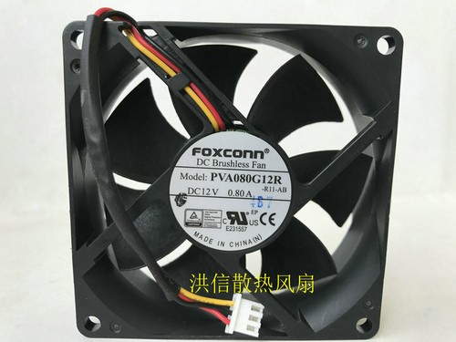 FOXCONN PVA080G12R -R11-AB 12V 0.80A 8025 80mm large air volume fan 3pin - Picture 2 of 4