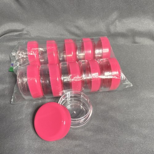 Pink Clear Plastic Sample Jars with Screw-on Lids Set of 11  Storage Containers