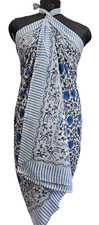 Indian Handblock Floral Printed 100 Cotton Sarong Pareo For Women