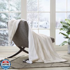 Serta Heated Throw Blanket - Reversible Fleece to Sherpa Electric Blanket, Fa