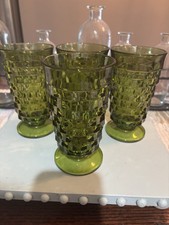 Juego de 4 vasos con patas cubistas verdes aguacate Whitehall Colony Indiana Glass