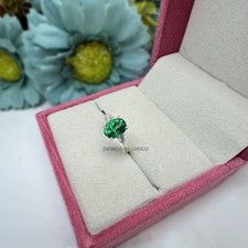 Emerald Ring, Silver Ring, 925 Sterling Silver, Gift Her, Lab Created Emerald