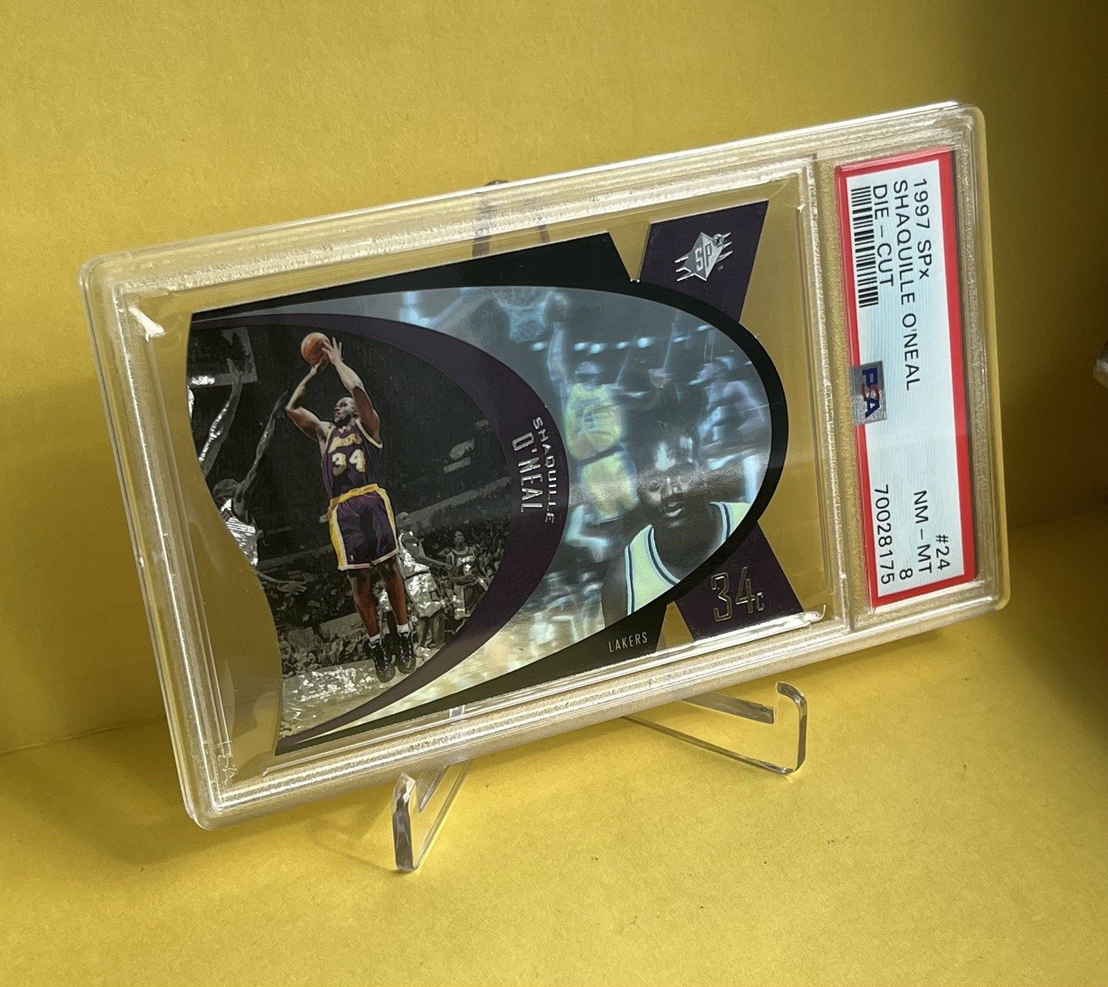 1997 Upper Deck SPx Shaquille O'Neal #24 Die-Cut - PSA 8 - Los Angeles Lakers
