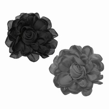 Large Fabric Flower Brooches Pins, 2Pcs Rose Flower Brooch, Grey/Red