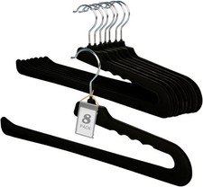 Pants Hangers,8 Pack Black Non Slip Felt Slack/Trouser,Slim Sleek Heavy