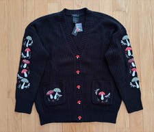 Thorn & Fable Hot Topic Mushroom Bugs knit cardigan sweater NWT ~ MEDIUM ~ New
