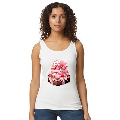 Süß Macaron Box Damen Trägershirt Tank Top Patisserie Feinschmecker Valentinstag Geschenk für sie