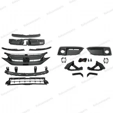 15PC For CIVIC 2019-2021 Upper Lower Grille Mesh Fog light Bezel Bumper Brackets