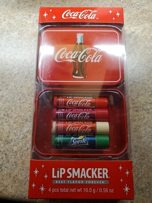 Lip Smacker Coca-Cola Lip Balm Set Tin Container Best Flavor Forever 4Sticks Nee