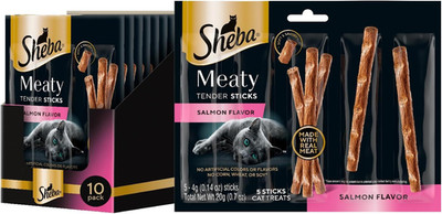 Sheba Meaty Tender Sticks Soft Cat Treats Salmon Flavor, 0.14 Oz., 5 Sticks, Pac