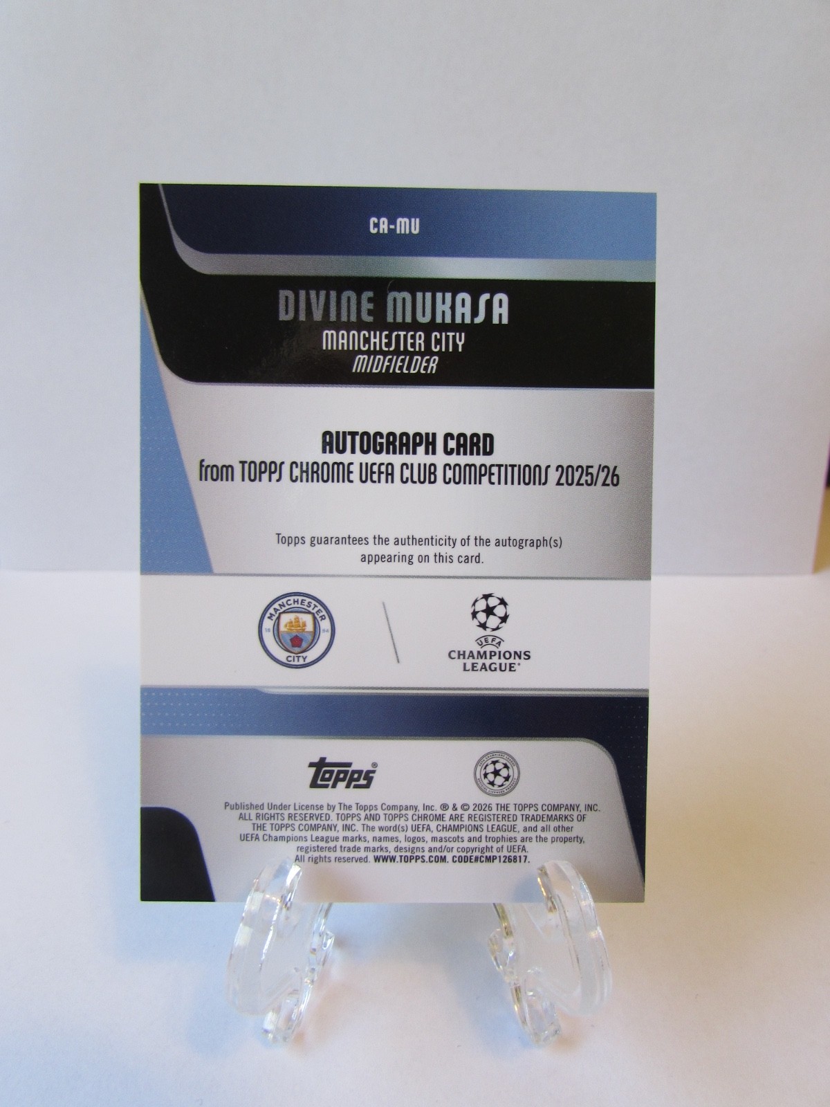 2025-26 Topps Chrome UCC - Divine Mukasa - Auto view 2