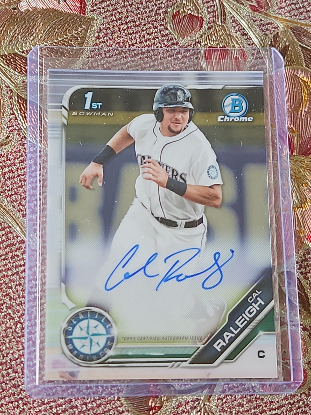 2019 Bowman Chrome Cal Raleigh Auto 1st Chrome Base #CPACR Seattle Mariners 