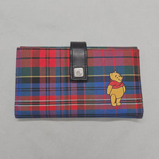 Vintage Disney Store Winnie The Pooh Trifold Wallet Red Blue Plaid Long Coin