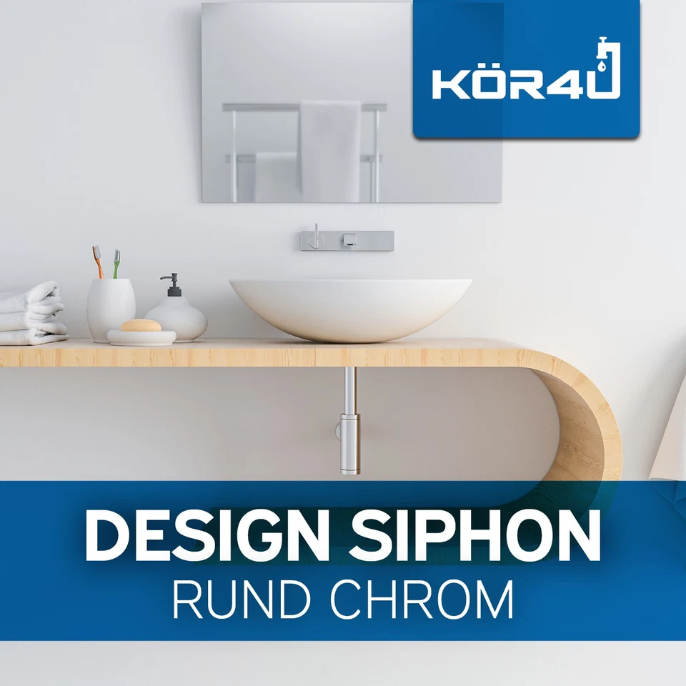 kör4u Universal Design Siphon 1 1/4"x32mm chrom rund Röhrengeruchverschluss - Bild 2 von 4