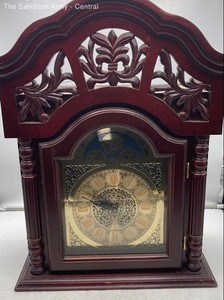 Vintage Ornate Wooden Bracket Traditional Mantel Clock With Moon Phase Dial