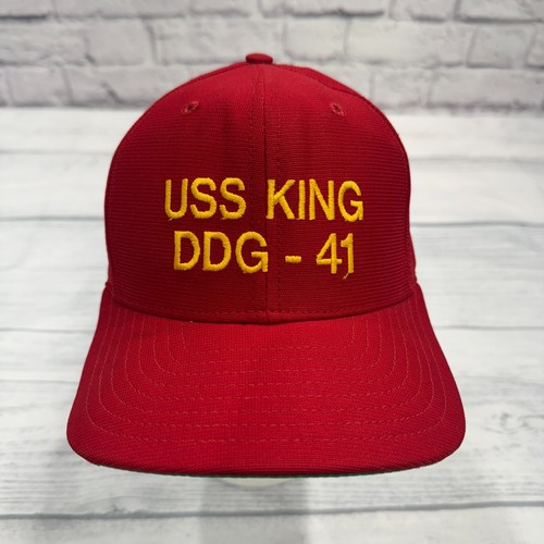 VTG USS KING DDG 41 SWAT WWII Snapback Hat Rodakis Veteran USA Navy Military Red