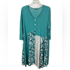 Chalet et Ceci Women's Orla Jacket in Blue Lagenlook Long Line Bamboo- Size XL