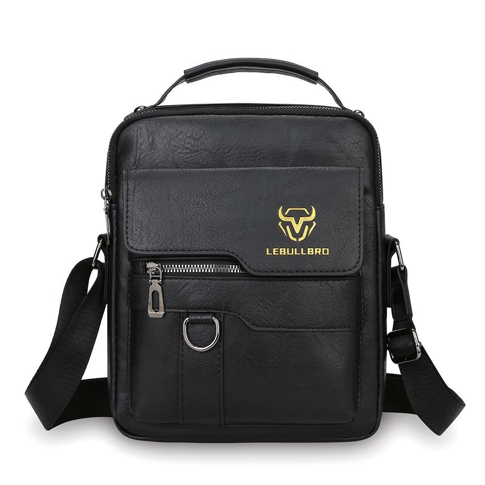 LEBULLBRO Men Leather Shoulder Bag Handbag Crossbody Bag Briefcase Messenger Bag