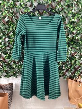 Old Navy Womens Small Green Long-Sleeved Striped Knee-Length Shift Dress! A2790