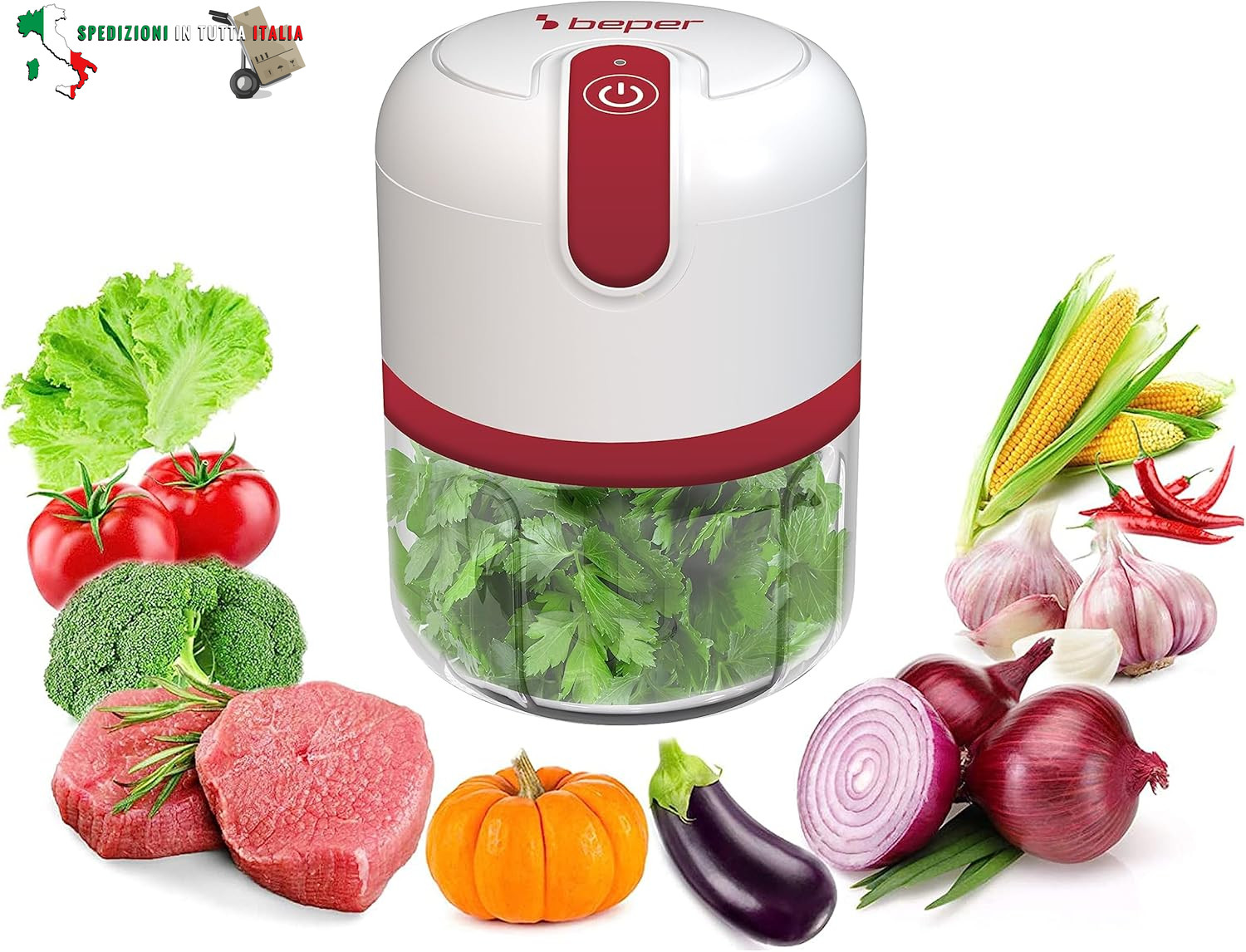 P102ROB050 Tritatutto ricaricabile USB, Mini Robot da Cucina, Capacità 250 ml, P