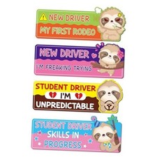 Sloth New Driver Car Magnets - 4 Pcs Cartoon Student Driver Cartoon Sloth