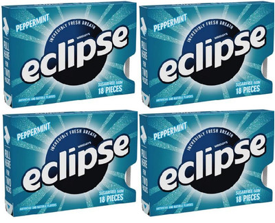 4x Packs Eclipse Peppermint Sugar Free Chewing Gum - 18 Pieces Per Pack
