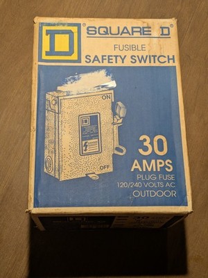 Square D 30 amp fusible safety switch D211NRB, 120/240VAC, outdoor, NEW IN BOX!