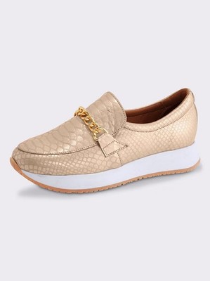 Slipper beige 38 Damen Leder Heine Metallic-Optik ''creme'' UVP:119  1.949