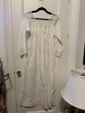 Vintage Christian Dior Nightgown White Lace - Size M W/ Blue Pink Rosebuds