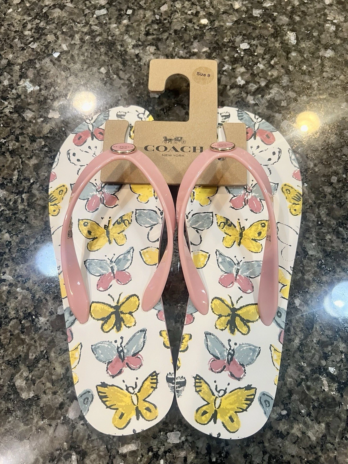 NEW Coach Zayn Flip Flop Sandal with Butterfly Print Women's Size 9, CAR24