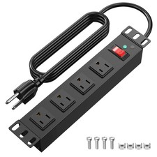 10 inch Rack PDU,4 Outlets Rack Mount PDU Power Strips, 1U Rack Mount,Rack Mo...