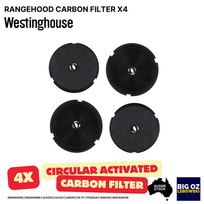 4-Pack Activated Carbon Filters for Westinghouse Rangehood ULX251 - Odor Removal