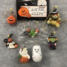 Halloween Mini Ornaments Ghost Witch Bear Pumpkin Head Lot of 7