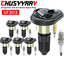 6X Ignition Coil & 6 Iridium Spark Plug For Chevy GMC Envoy Isuzu 4.2L UF303