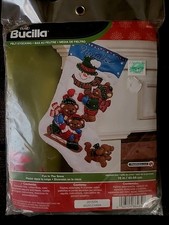 Bucilla "Fun in the Snow" Felt Stocking Kit Bears Puppy Christmas Holiday 86484