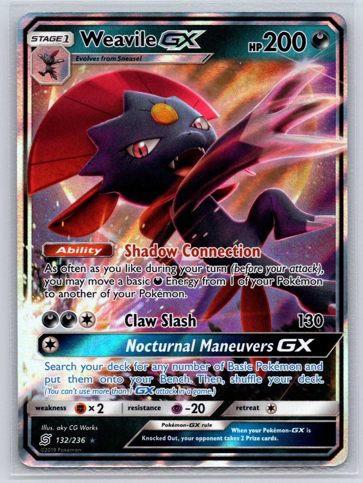 Weavile GX 132/236 Holo GX Rare Unified Minds Pokemon Lightly Played