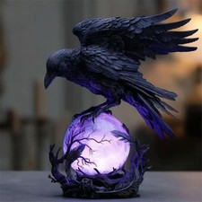 Spooky Raven's Moonlight LED Lamp Ravens Crow Table Lamps  Halloween Decor