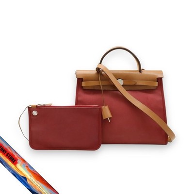 Hermès Ale Bag Zip PM Handtasche 2Wege Schultertasche Leder Rot