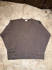 Vintage 90s Faded Brown Nike Check Pullover Crewneck Sweatshirt XL USA Made