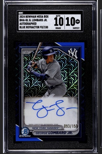 2024 George Lombard Jr. 2024 Bowman Chrome Mega Box Blue Refractor Auto /150 PSA