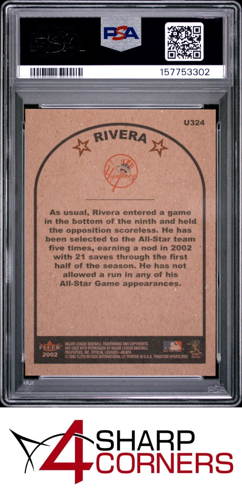 2002 FLEER TRADITION UPDATE #U324 MARIANO RIVERA PSA 10 view 2