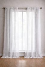 Textured Sheer Curtain Panels White with Rod Pocket 41" X 86" Set of 2 Curtains