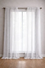 Textured Sheer Curtain Panels White with Rod Pocket 41" X 86" Set of 2 Curtains