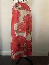 Anthropologie Linen Blend Floral Print Maxi Skirt with Front Slit and matchi