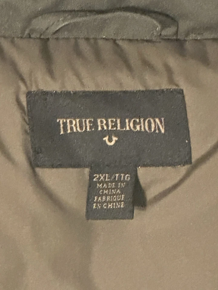 Chaqueta de plumón de invierno True Religion L/S Parka para hombre talla 2XL verde oliva oscuro Foto 3 de 4
