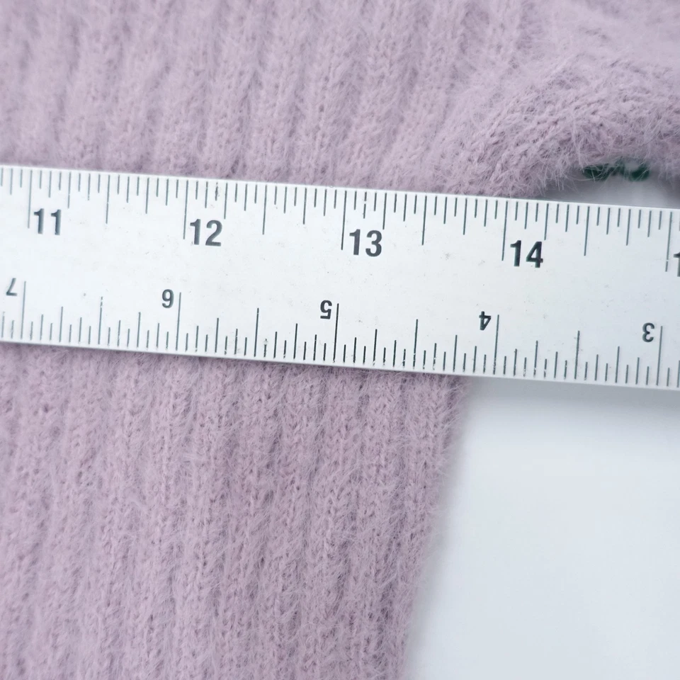 Hollister Wrap Sweater Womens XS Purple Ribbed Chunky Knit Nylon Classic V-Neck - Image 4 of 4