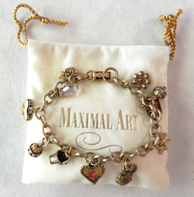 Maximal Art Floral Charm Bracelet John Wind Vintage Gold  display picture 3