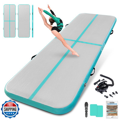 Sudoo 10Ft Inflatable Gymnastics Tumbling Mat 4 Thick Air Tumble Track