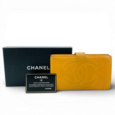 Portafoglio lungo bifold originale CHANEL Coco Caramel Caviar Skin JX226